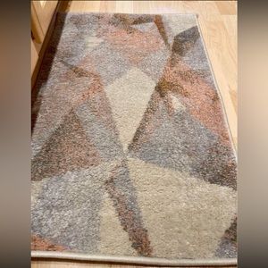 Gray, Cream, & Pink Small Geometric Rug